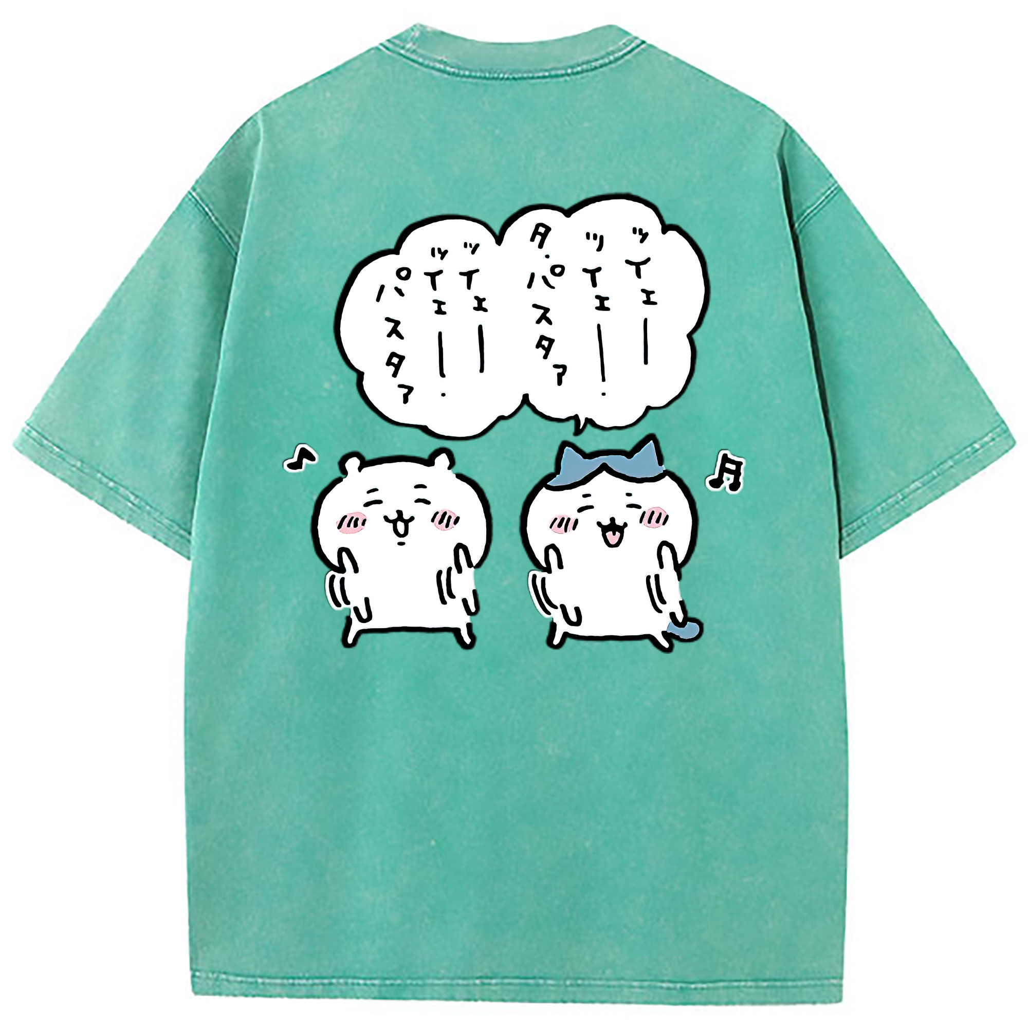 （画像用） ちいかわ ハチワレ Chii-kawa hachiware 綿100% ヴィンテージ風 半袖Tシャツ（背面プリント）